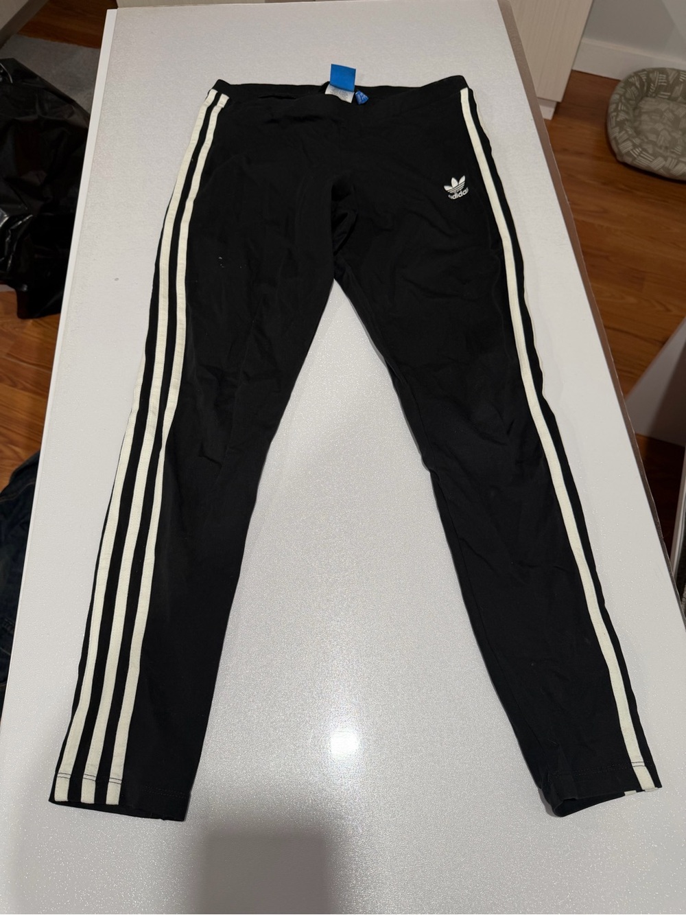 adidas Black Leggings with White Side Stripes